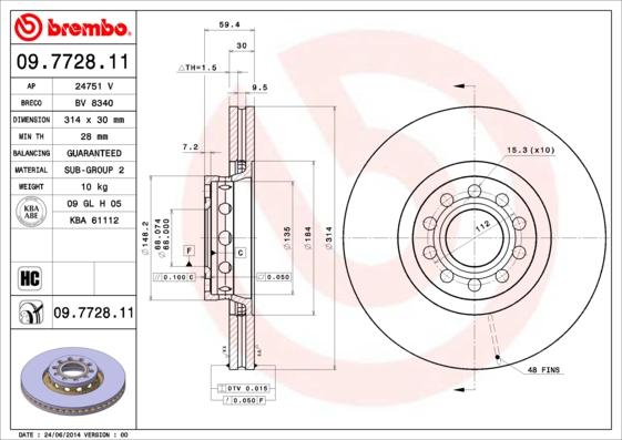 Breco BV 8340 - Гальмівний диск autozip.com.ua