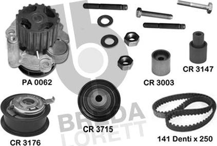 Breda Lorett KPA0598B - Водяний насос + комплект зубчатого ременя autozip.com.ua