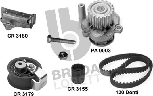 Breda Lorett KPA0583A - Водяний насос + комплект зубчатого ременя autozip.com.ua