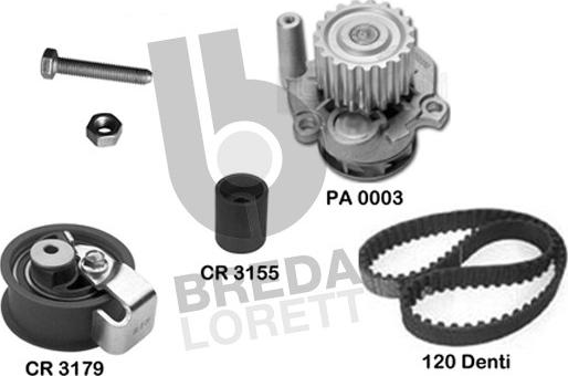 Breda Lorett KPA0582A - Водяний насос + комплект зубчатого ременя autozip.com.ua