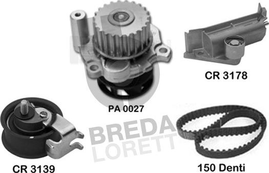Breda Lorett KPA0645A - Водяний насос + комплект зубчатого ременя autozip.com.ua