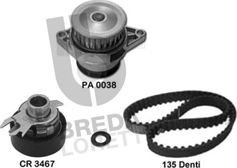 Breda Lorett KPA0654A - Водяний насос + комплект зубчатого ременя autozip.com.ua