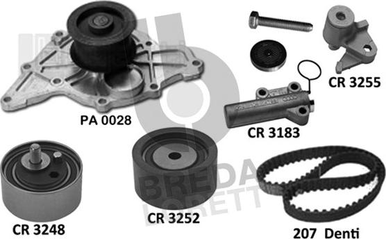 Breda Lorett KPA0670A - Водяний насос + комплект зубчатого ременя autozip.com.ua