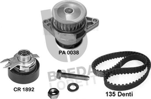 Breda Lorett KPA0048A - Водяний насос + комплект зубчатого ременя autozip.com.ua