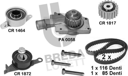 Breda Lorett KPA0010A - Водяний насос + комплект зубчатого ременя autozip.com.ua