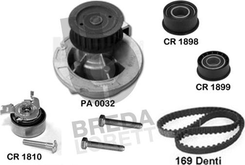 Breda Lorett KPA0028D - Водяний насос + комплект зубчатого ременя autozip.com.ua