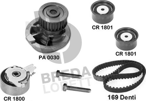 Breda Lorett KPA0022A - Водяний насос + комплект зубчатого ременя autozip.com.ua