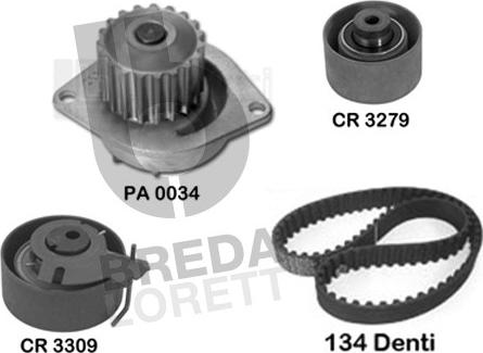 Breda Lorett KPA0079A - Водяний насос + комплект зубчатого ременя autozip.com.ua