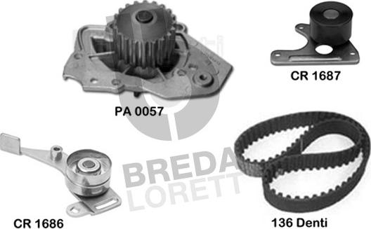 Breda Lorett KPA0116B - Водяний насос + комплект зубчатого ременя autozip.com.ua