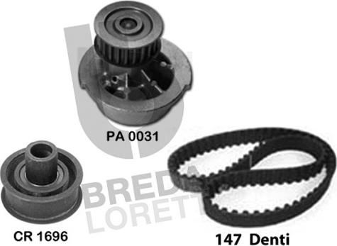 Breda Lorett KPA0139A - Водяний насос + комплект зубчатого ременя autozip.com.ua