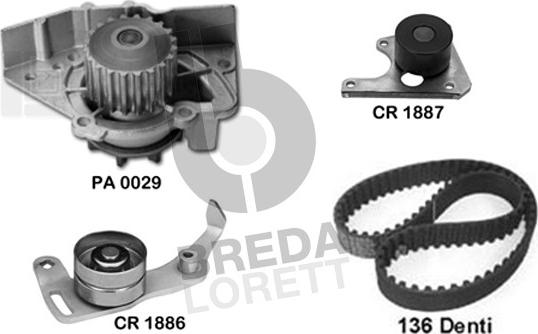 Breda Lorett KPA0123A - Водяний насос + комплект зубчатого ременя autozip.com.ua