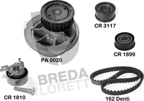 Breda Lorett KPA0365A - Водяний насос + комплект зубчатого ременя autozip.com.ua