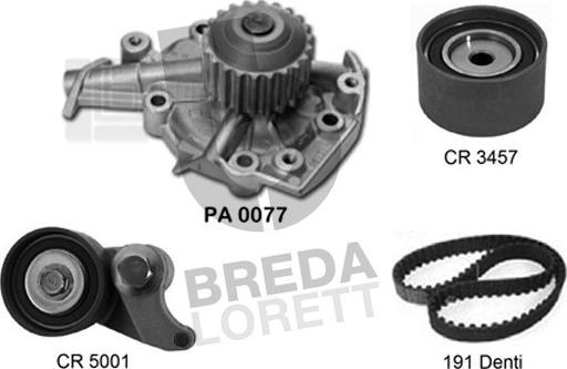 Breda Lorett KPA0206A - Водяний насос + комплект зубчатого ременя autozip.com.ua