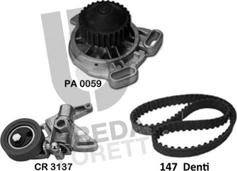 Breda Lorett KPA0284A - Водяний насос + комплект зубчатого ременя autozip.com.ua