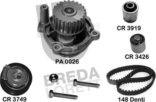 Breda Lorett KPA0220A - Водяний насос + комплект зубчатого ременя autozip.com.ua