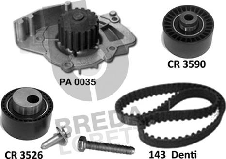 Breda Lorett KPA0778A - Водяний насос + комплект зубчатого ременя autozip.com.ua