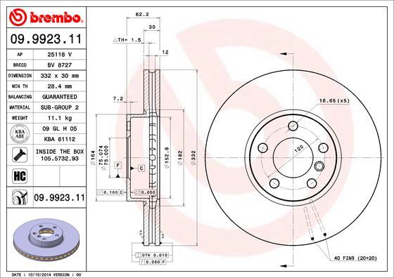 Brembo 09.9923.11 - Гальмівний диск autozip.com.ua