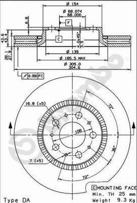 Brembo 09.9130.75 - Гальмівний диск autozip.com.ua