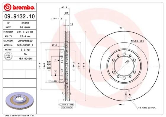 Brembo 09.9132.10 - Гальмівний диск autozip.com.ua