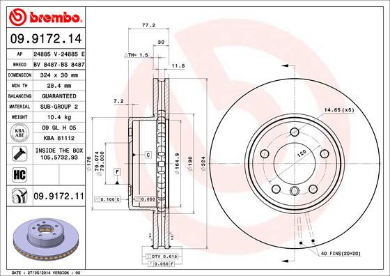 Brembo 09.9172.14 - Гальмівний диск autozip.com.ua