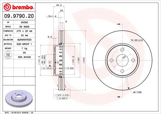 Brembo 09.9790.20 - Гальмівний диск autozip.com.ua