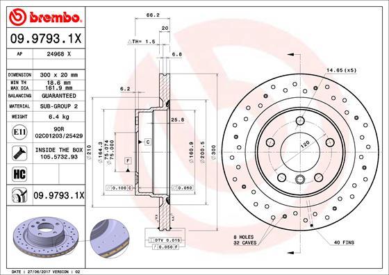 Brembo 09.9793.1X - Гальмівний диск autozip.com.ua