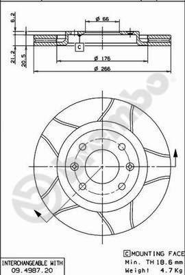 Brembo 09.4987.76 - Гальмівний диск autozip.com.ua