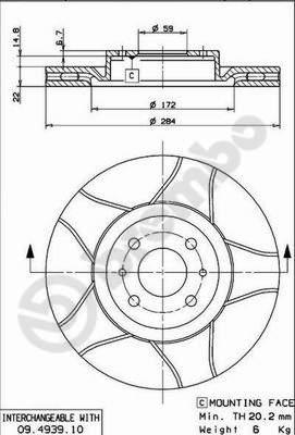 Brembo 09.4939.75 - Гальмівний диск autozip.com.ua