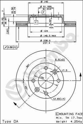 Brembo 09.4925.10 - Гальмівний диск autozip.com.ua