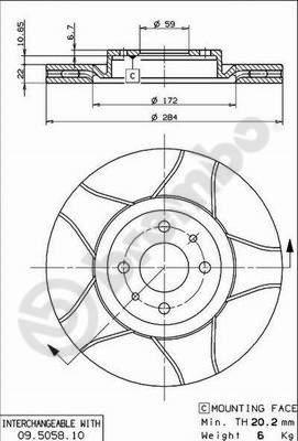 Brembo 09.5058.75 - Гальмівний диск autozip.com.ua