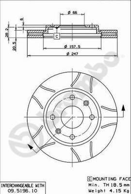 Brembo 09.5196.75 - Гальмівний диск autozip.com.ua