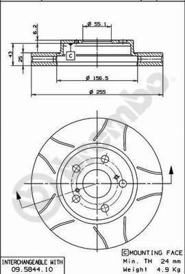 Brembo 09.5844.75 - Гальмівний диск autozip.com.ua