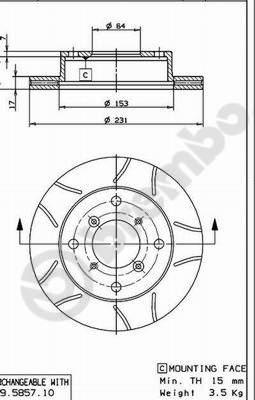 Brembo 09.5857.75 - Гальмівний диск autozip.com.ua