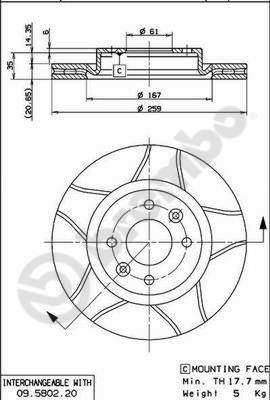 Brembo 09.5802.76 - Гальмівний диск autozip.com.ua