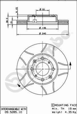 Brembo 09.5285.75 - Гальмівний диск autozip.com.ua