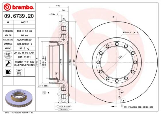 Brembo 09.6739.20 - Гальмівний диск autozip.com.ua