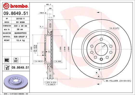 Brembo 09.8649.51 - Гальмівний диск autozip.com.ua