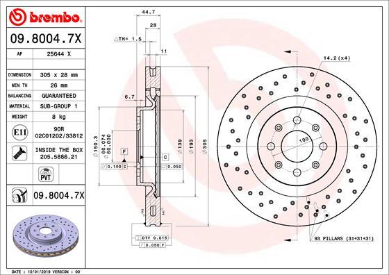 Brembo 09.8004.7X - Гальмівний диск autozip.com.ua