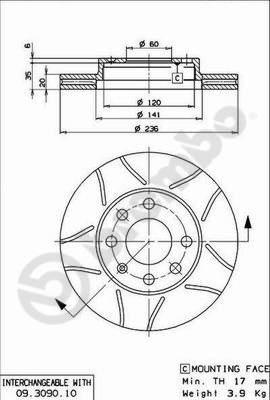 Brembo 09.3090.75 - Гальмівний диск autozip.com.ua