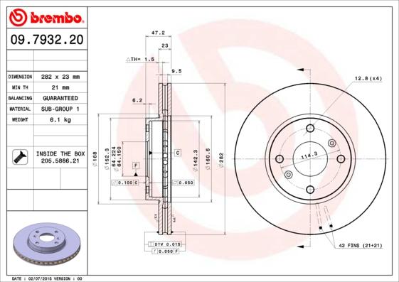 Brembo 09.7932.20 - Гальмівний диск autozip.com.ua