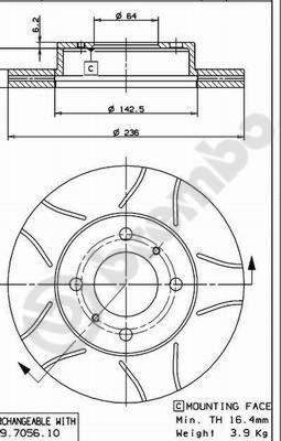 Brembo 09.7056.75 - Гальмівний диск autozip.com.ua