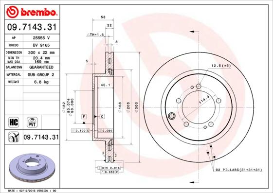 Brembo 09.7143.31 - Гальмівний диск autozip.com.ua