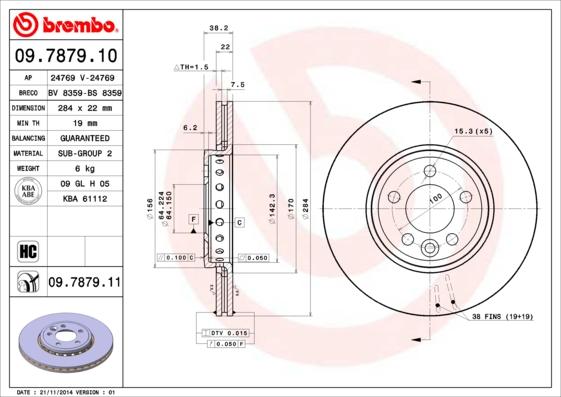 Brembo 09.7879.11 - Гальмівний диск autozip.com.ua