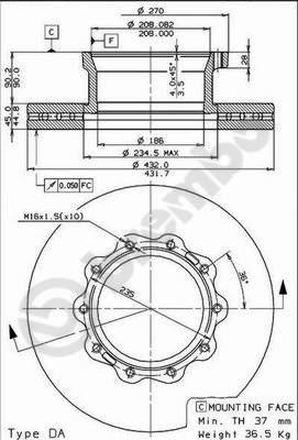 Brembo 09.7381.20 - Гальмівний диск autozip.com.ua