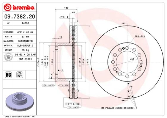 Brembo 09.7382.20 - Гальмівний диск autozip.com.ua