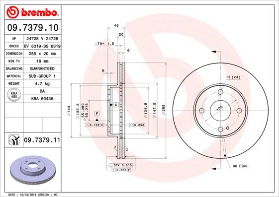 Brembo 09.7379.11 - Гальмівний диск autozip.com.ua