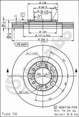 Brembo 09.7791.10 - Гальмівний диск autozip.com.ua