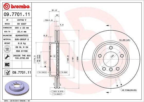 Brembo 09.7701.11 - Гальмівний диск autozip.com.ua