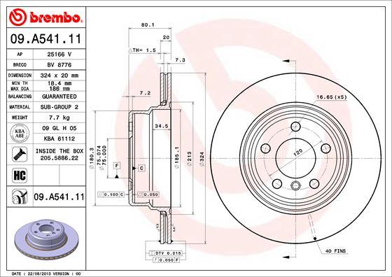 Brembo 09.A541.11 - Гальмівний диск autozip.com.ua