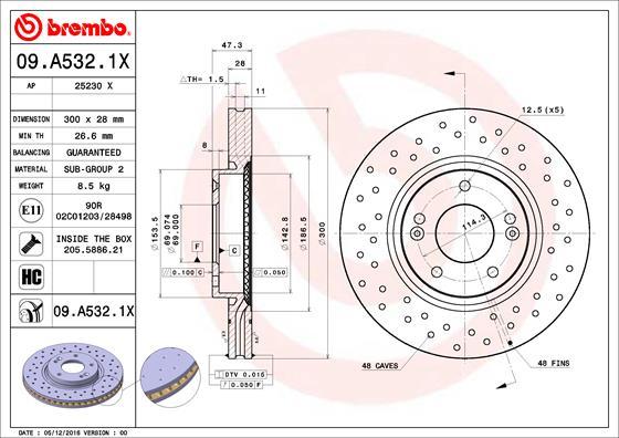 Brembo 09.A532.1X - Гальмівний диск autozip.com.ua